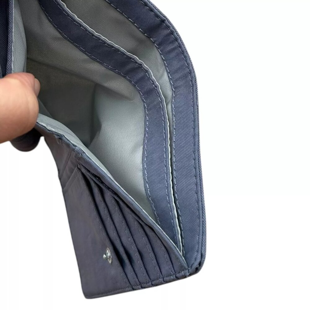 Kipling Pixi Nylon Bifold Wallet Snap Closure Card Slots Zip Pocket Perri Blue - Picture 7 of 11